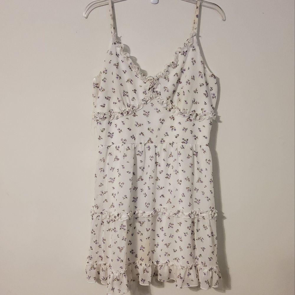 Liberty Love White Floral Ruffle Midi Dress